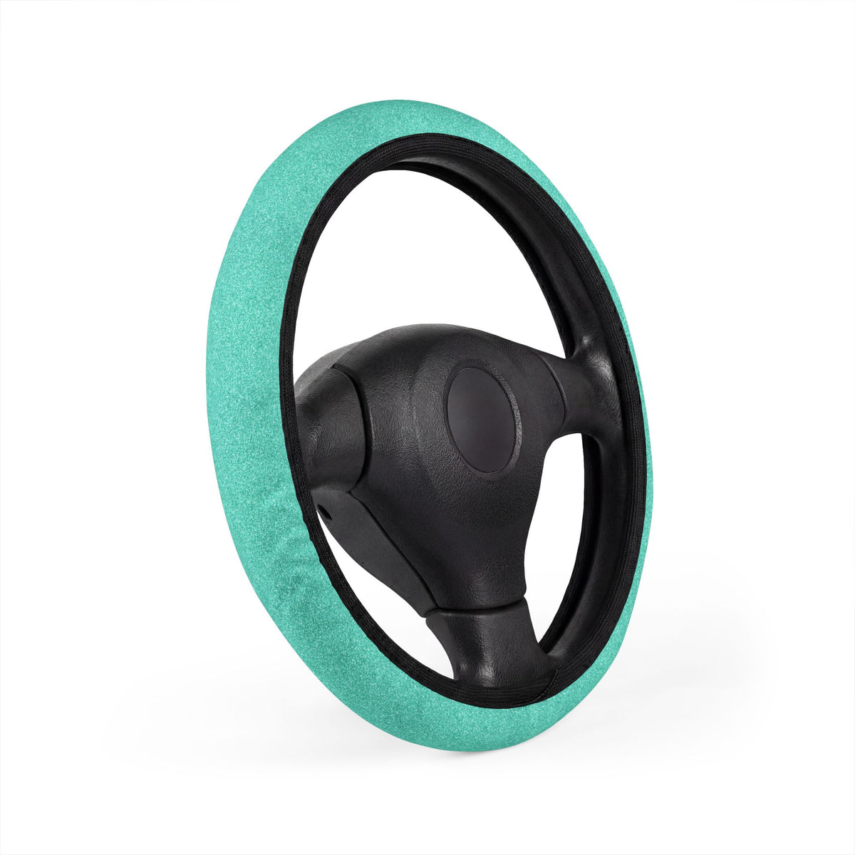 Blue rainbow glitter steering wheel cover, product view 3