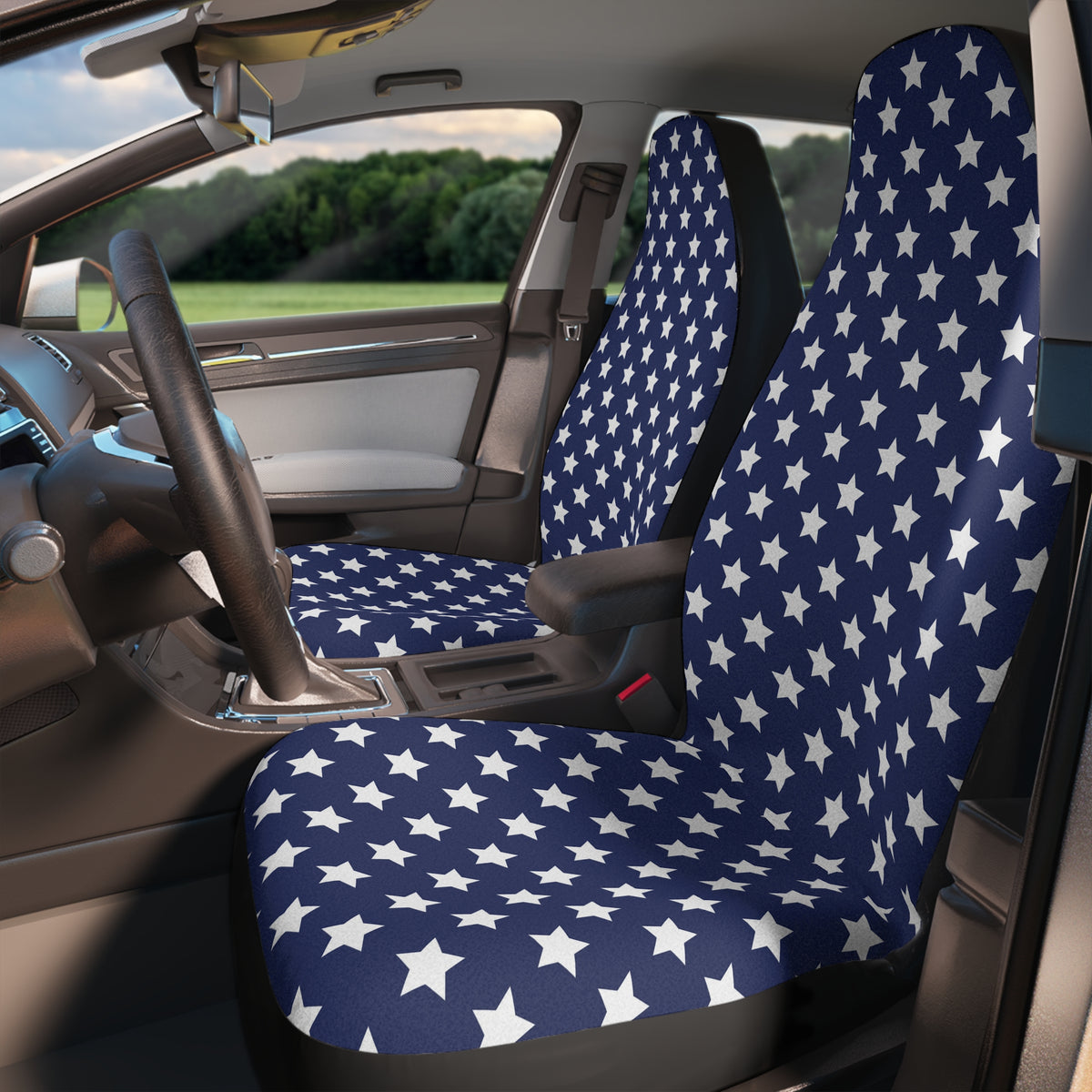 Blue star American flag car seat covers, product view 3