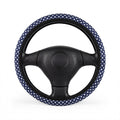 Blue star American flag steering wheel cover, on a steering wheel