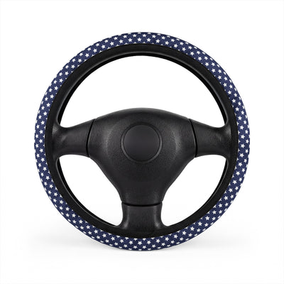 Blue star American flag steering wheel cover, on a steering wheel