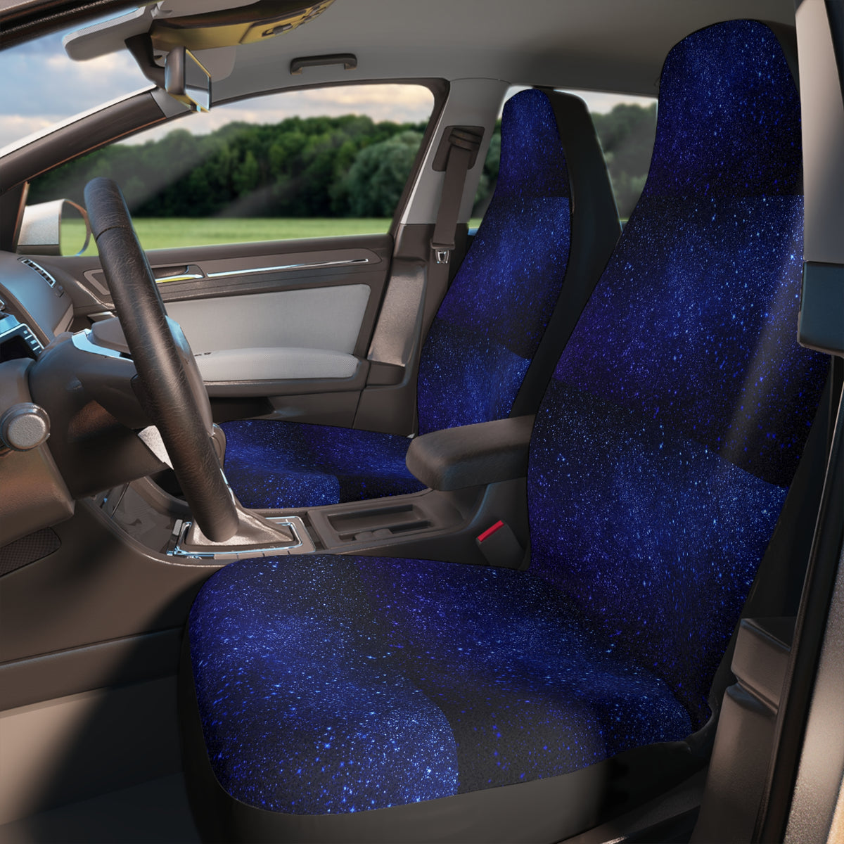 Blue starry galaxy car seat covers, product view 3