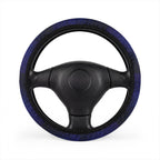Blue starry galaxy steering wheel cover, on a steering wheel