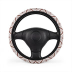 Blush boho tribal steering wheel cover, on a steering wheel