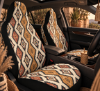 Boho Aztec diamond car seat covers shown in a car interior