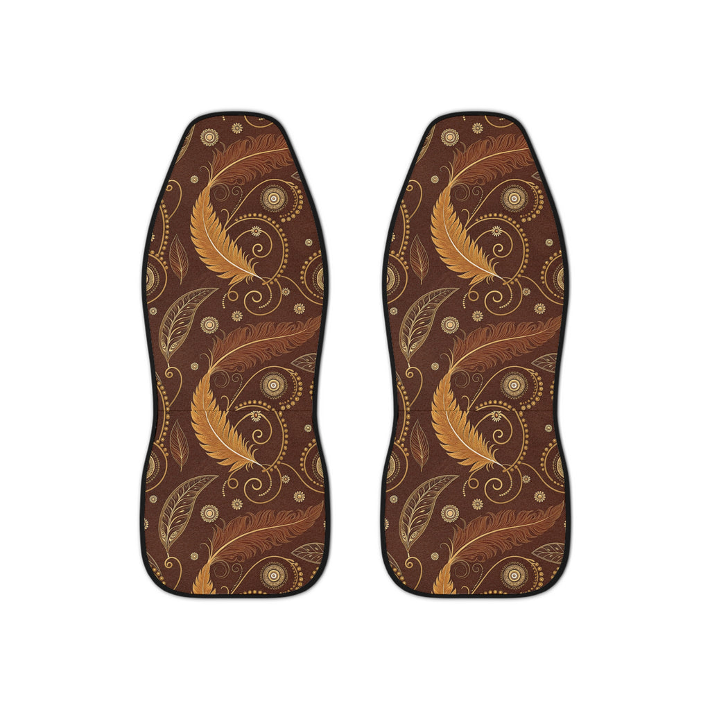 Boho feather leather look car seat covers, set of two front seat covers