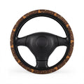 Boho feather leather look steering wheel cover, on a steering wheel