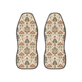 Boho forest print car seat covers, set of two shown side by side