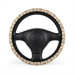 Boho forest print steering wheel cover, front view