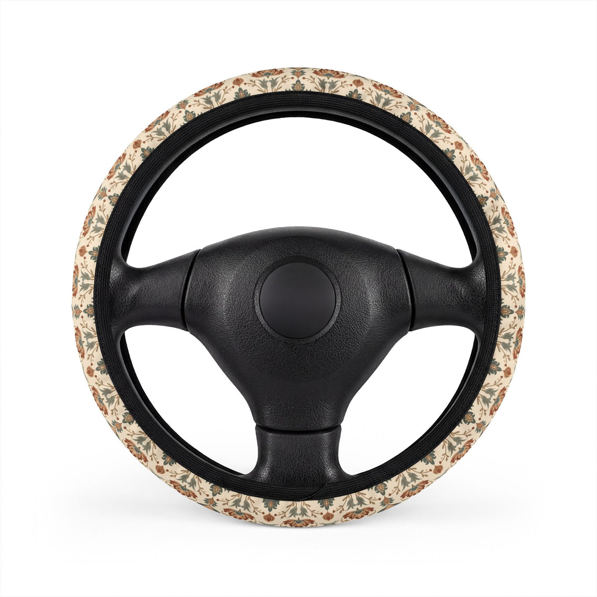 Boho forest print steering wheel cover, front view