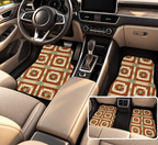 Boho Granny Crochet No. 1 car mats shown in a car interior