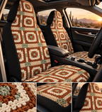 Boho Granny Crochet No. 1 car seat covers shown in a car interior