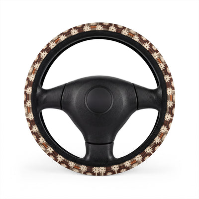 Boho Granny Crochet No. 5 steering wheel cover, on a steering wheel