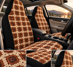 Boho Granny Crochet No. 7 car seat covers shown in a car interior