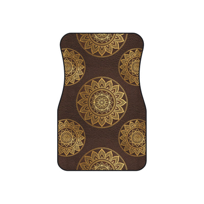 Boho mandala leather look car mats, set of four, front and rear mats