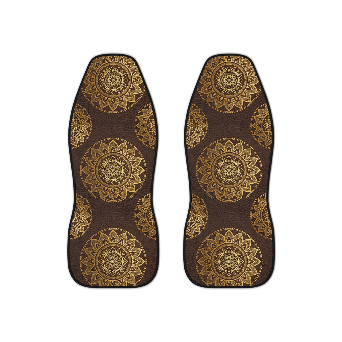 Boho mandala leather look car seat covers, set of two front seat covers