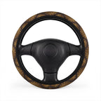 Boho mandala leather look steering wheel cover, on a steering wheel