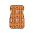 Boho orange floral car mats, set of four, front and rear mats