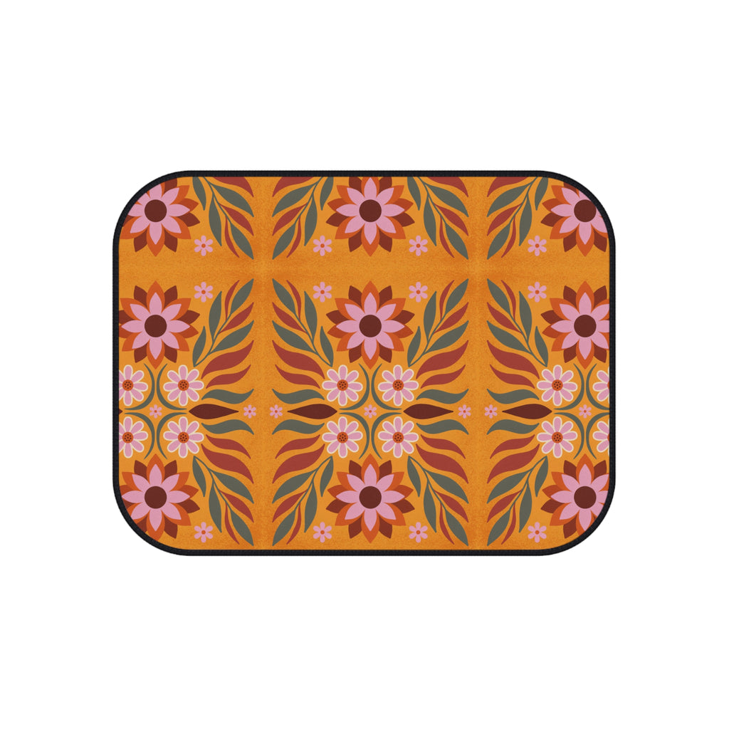 Boho orange floral car mats, product view 5