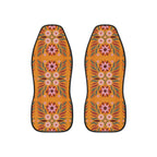 Boho orange floral car seat covers, set of two front seat covers