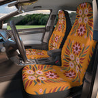 Boho orange floral car seat covers, product view 3