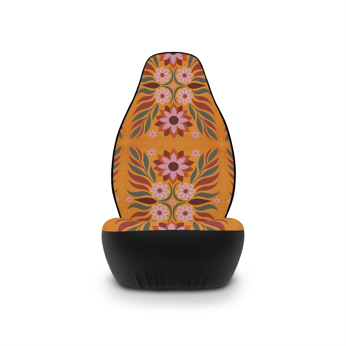 Boho orange floral car seat covers, product view 4