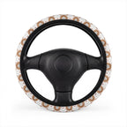 Boho rainbow arch steering wheel cover, on a steering wheel