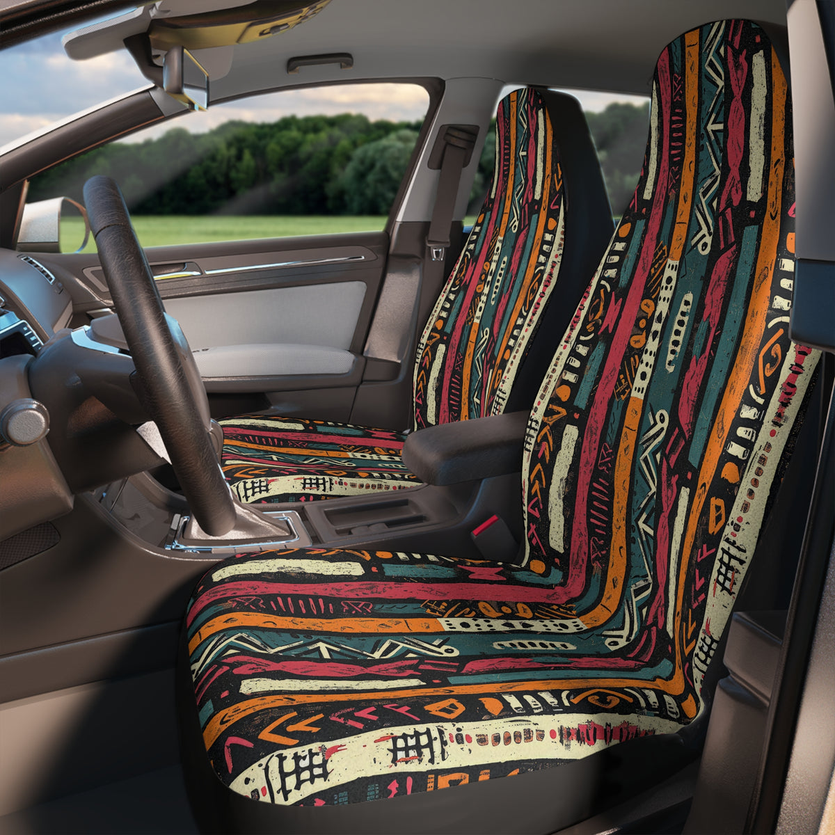 Boho serape stripe car seat covers, product view 3