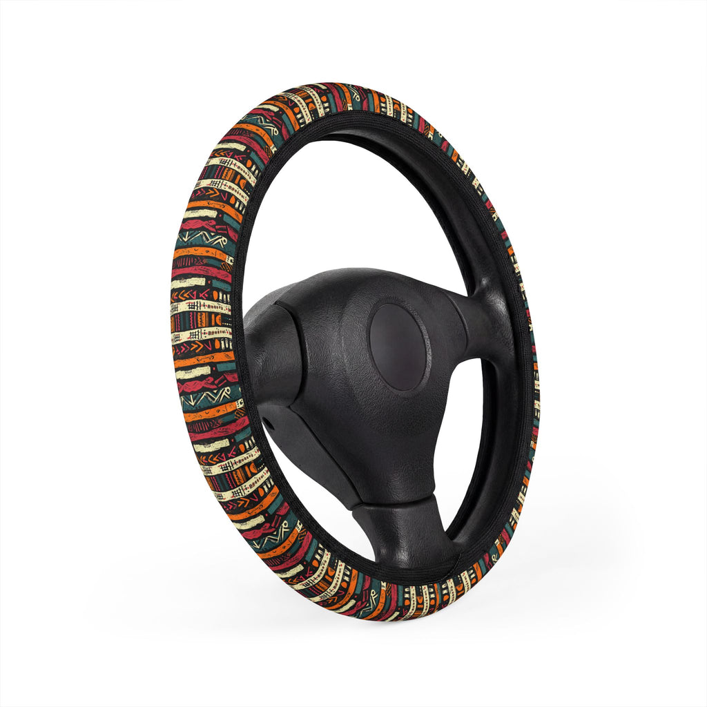 Boho serape stripe steering wheel cover, product view 3