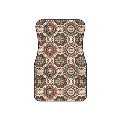 Brown boho mandala car mats, set of four, front and rear mats