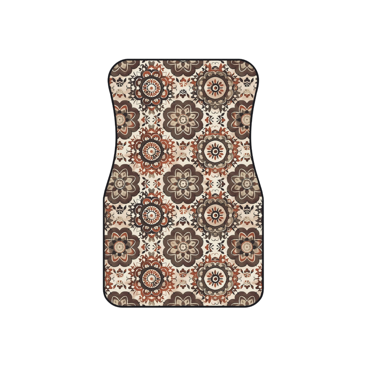 Brown boho mandala car mats, product view 3