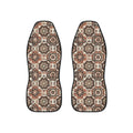 Brown boho mandala car seat covers, set of two front seat covers