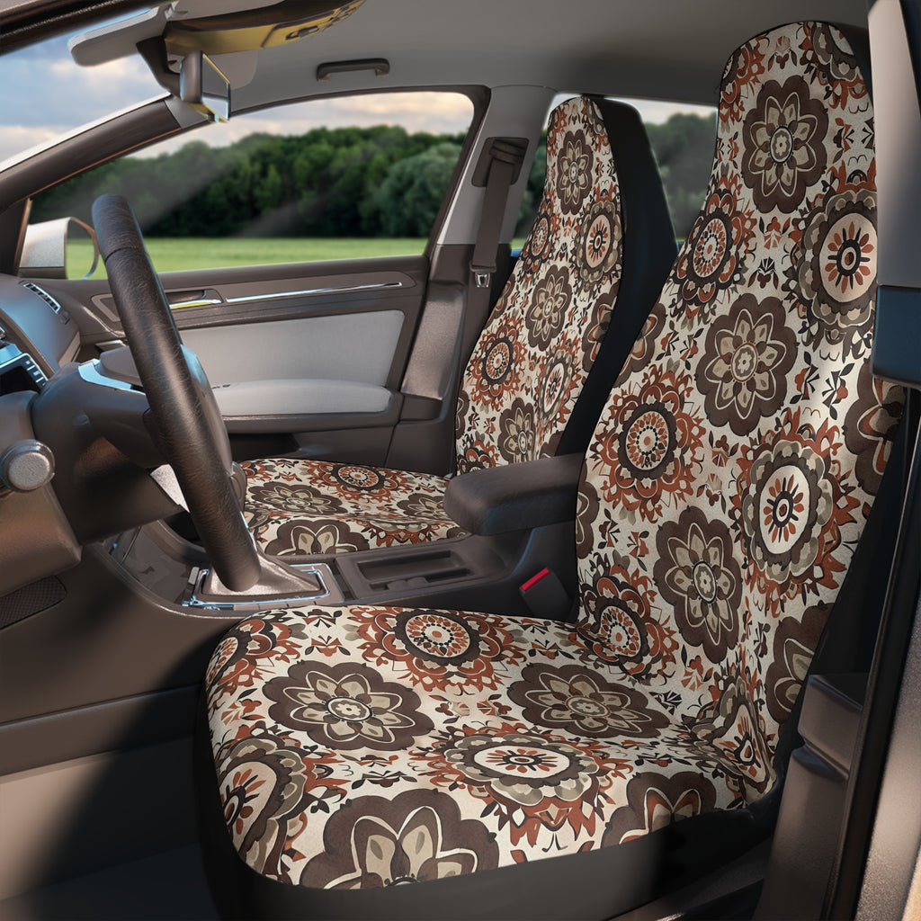 Brown boho mandala car seat covers, product view 3