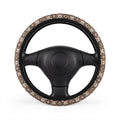 Brown boho mandala steering wheel cover, on a steering wheel