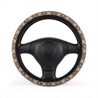 Brown boho mandala steering wheel cover, on a steering wheel