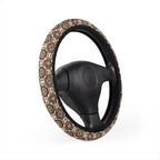 Brown boho mandala steering wheel cover, product view 3