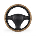 Brown camo steering wheel cover, on a steering wheel