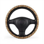 Brown camo steering wheel cover, on a steering wheel