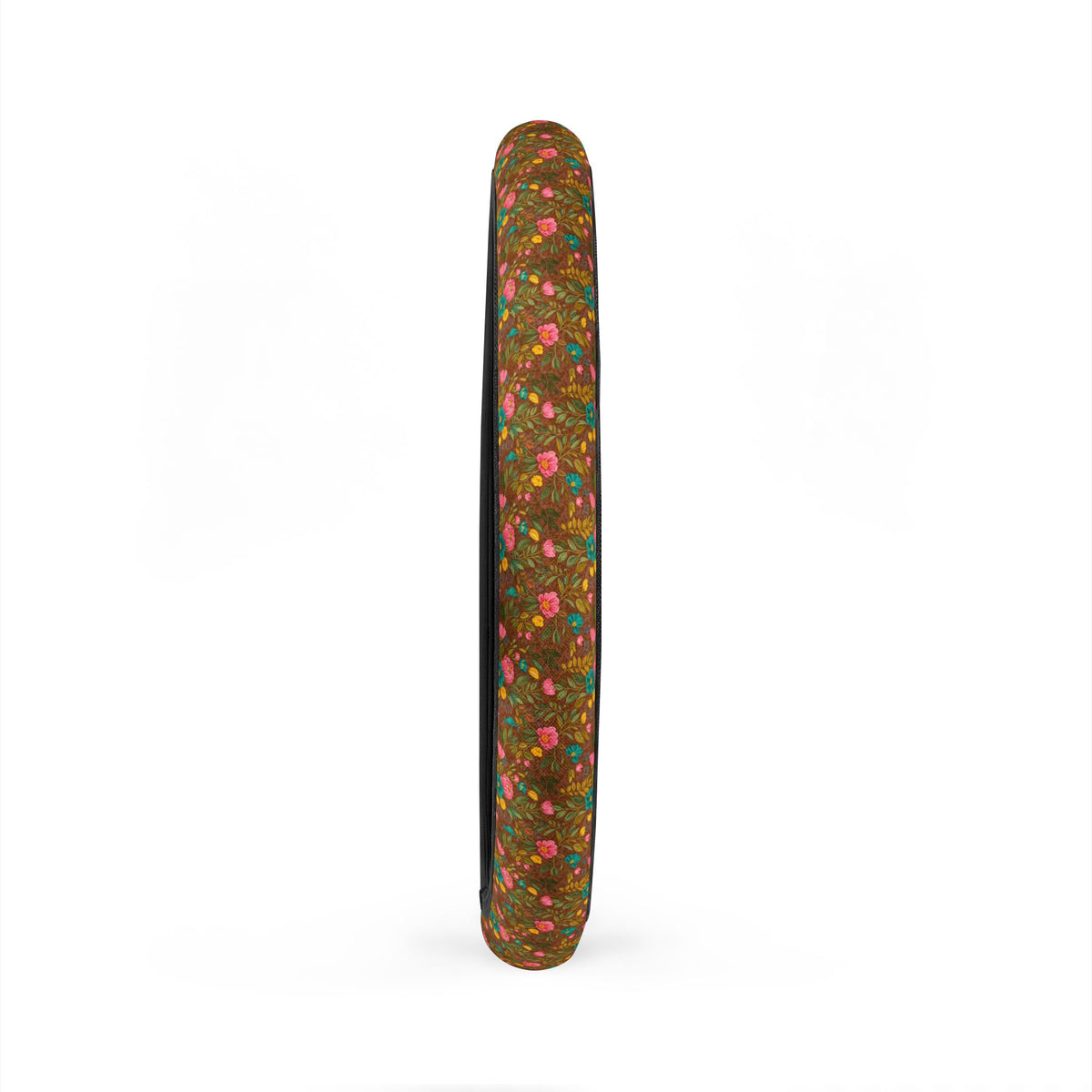 Brown floral steering wheel cover, product view 6