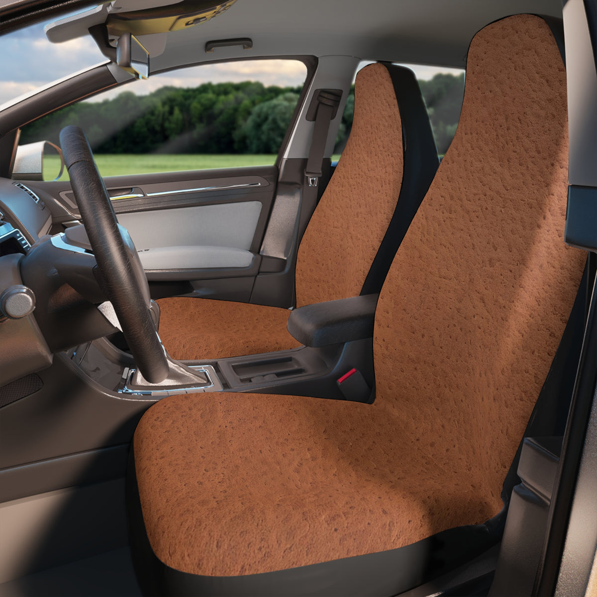 Brown leather look car seat covers, product view 3