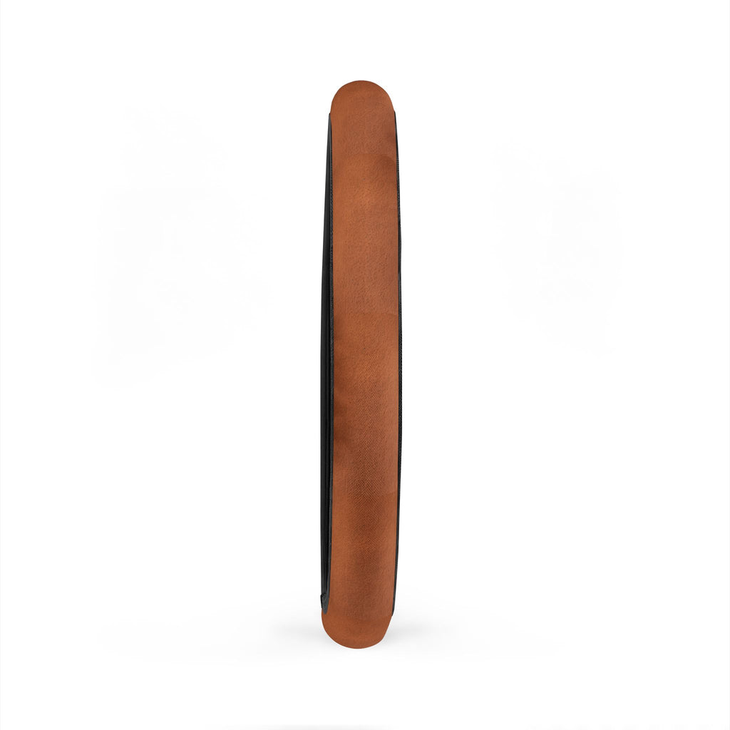 Brown leather look steering wheel cover, product view 6
