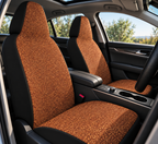 Brown rainbow glitter car seat covers shown in a car interior