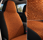 Brown rainbow glitter car seat covers shown in a car interior