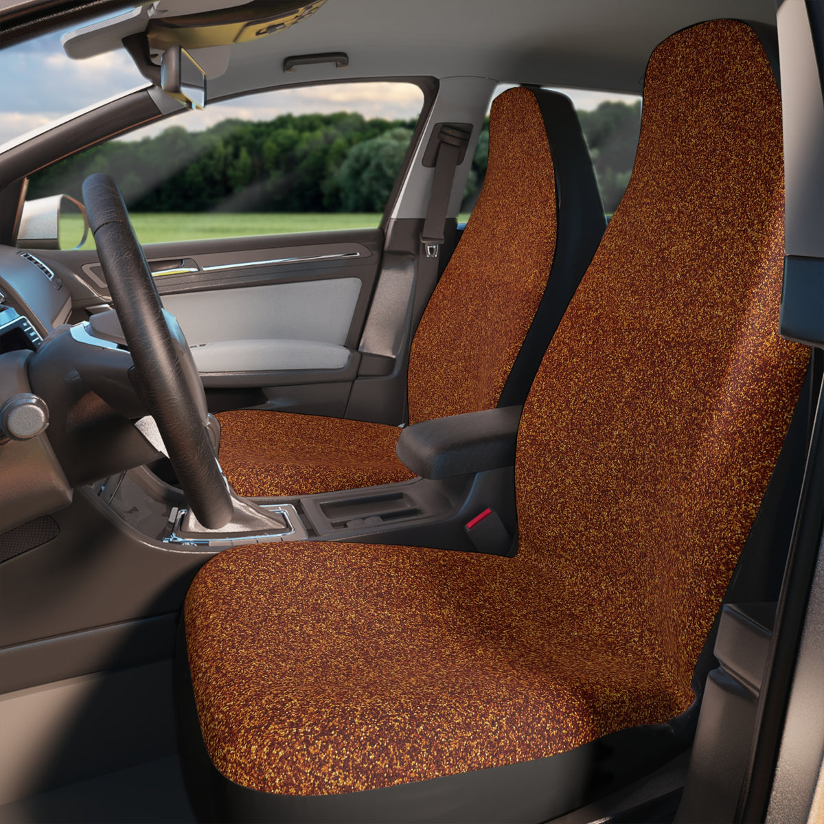 Brown rainbow glitter car seat covers, product view 4