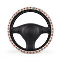 Cream boho tribal steering wheel cover, on a steering wheel