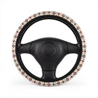 Cream boho tribal steering wheel cover, on a steering wheel
