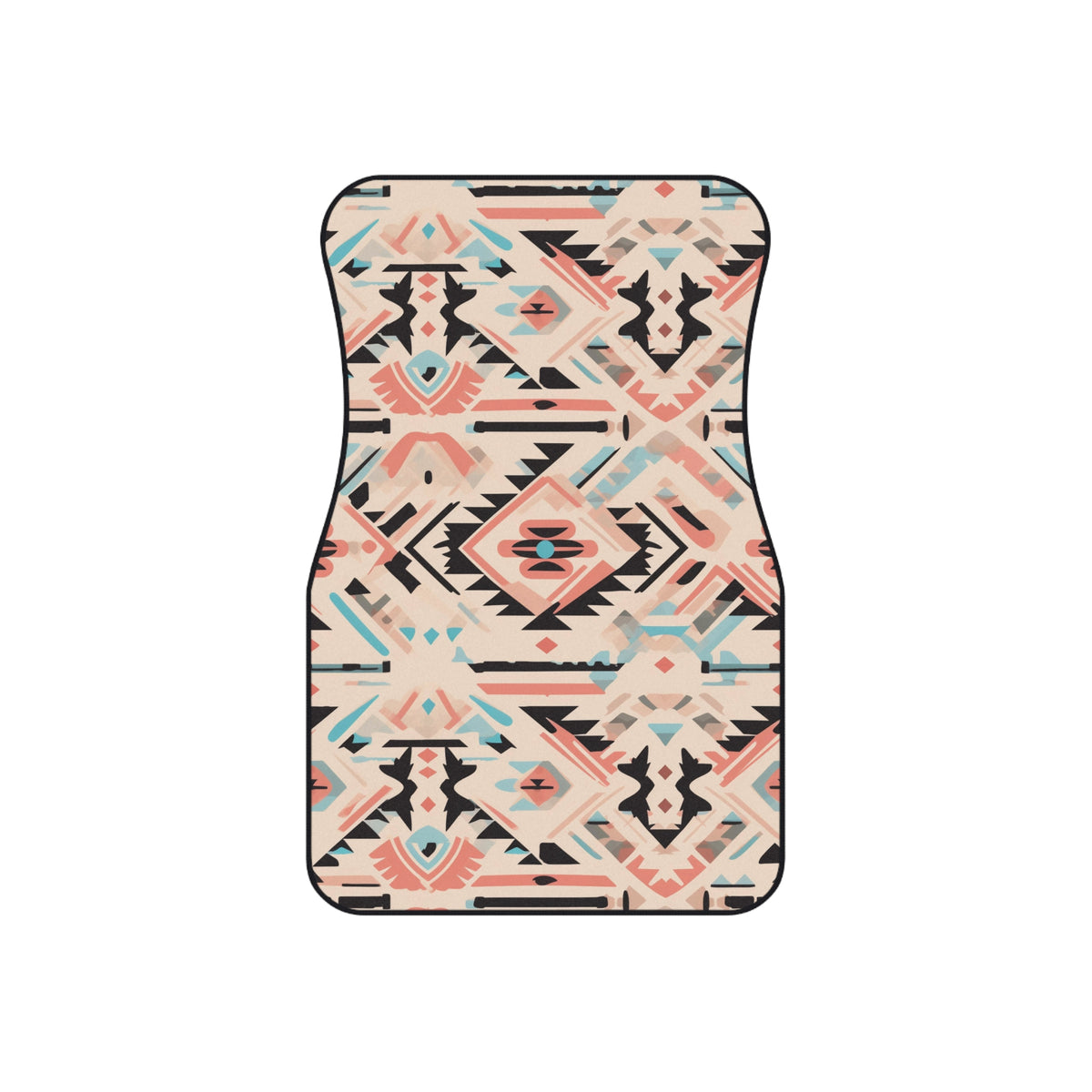 Cream pastel aztec car mats, set of four, front and rear mats