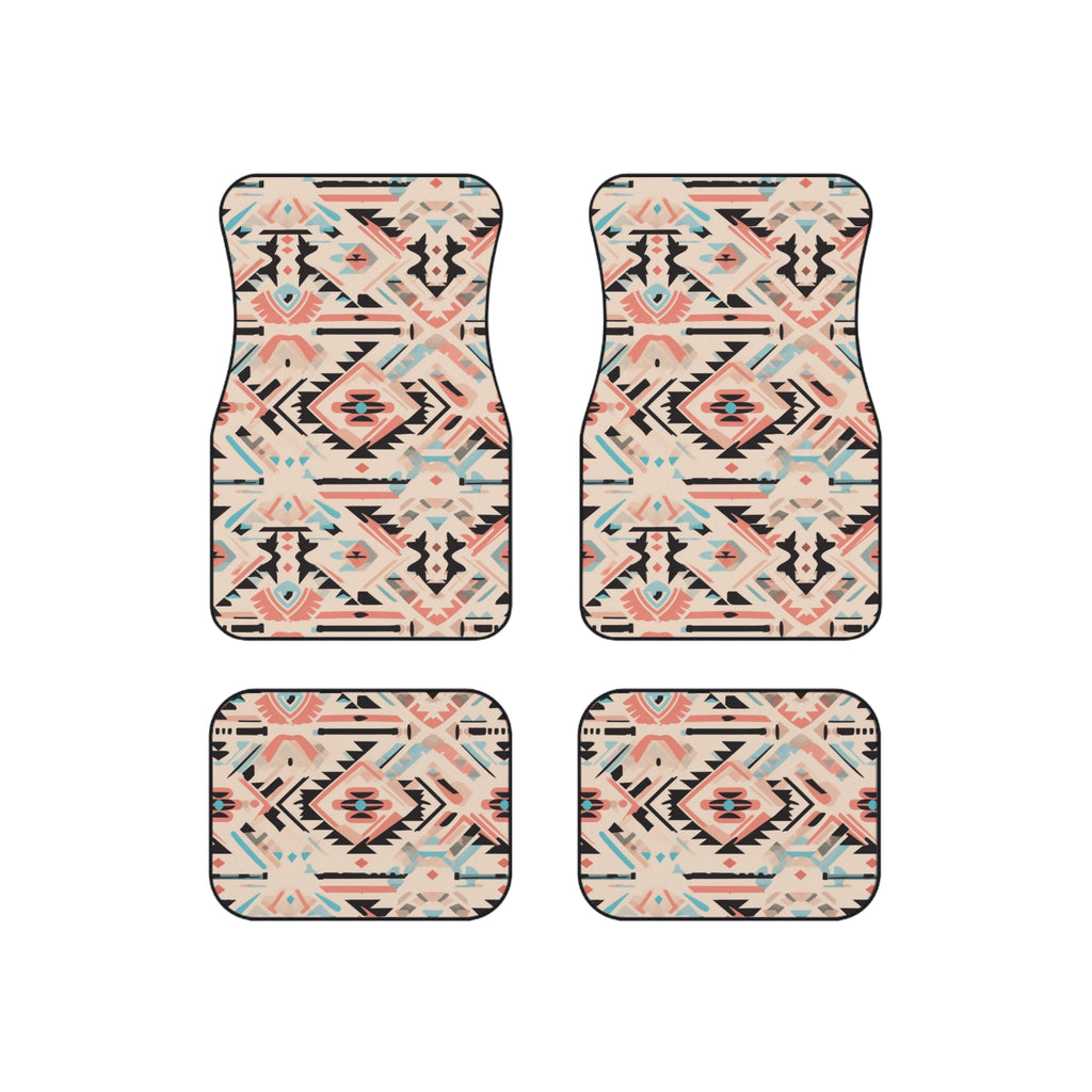 Cream pastel aztec car mats, product view 6