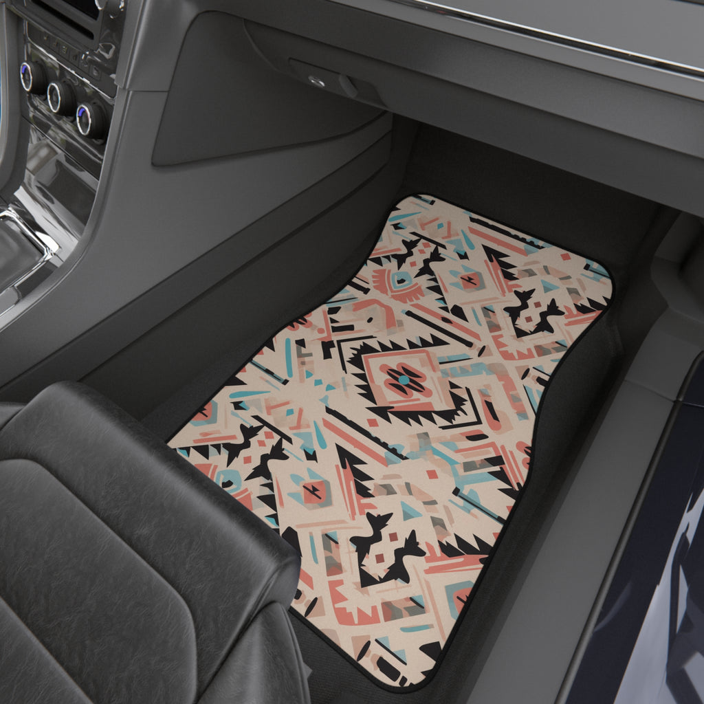 Cream pastel aztec car mats, product view 8