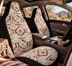 Cream pastel aztec car seat covers shown in a car interior