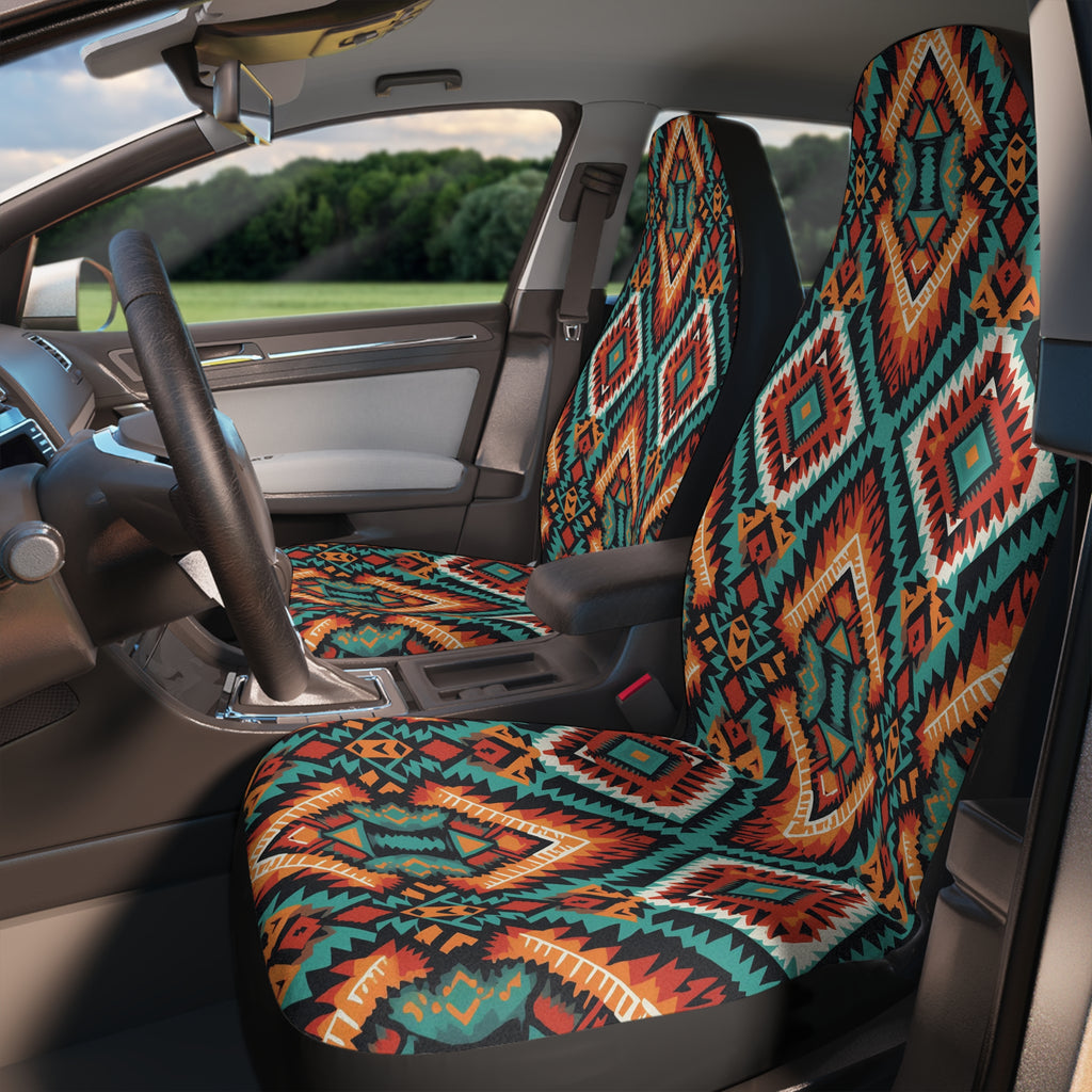 Dark aztec diamond car seat covers, product view 3